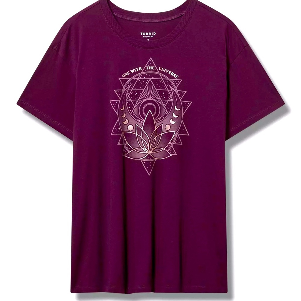 Torrid NWOT Size 1 (14/16) Maroon Celestial Graphic Tee